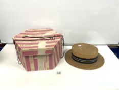 TRESS & CO LONDON VINTAGE STRAW BOATER HAT FROM - A THRUSSELL MIDLAND ARCADE BIRMINGHAM IN A HARRODS