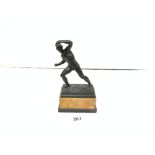 GERMAN BRONZE FIGURE OF A GLADIATOR SIGNED GLADENBECK BERLIN ON A MARBLE BASE, 26CMS