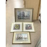 FOUR WATERCOLOURS BY A. HOUGHTON, COUNTRY FARM SCENE, 38 X 26CMS, RIVER SCENE, AND A PAIR OF