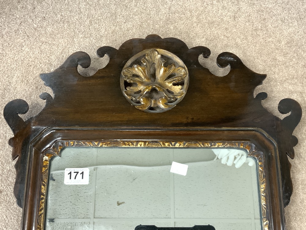 REGENCY MAHOGANY FRETWORK WALL MIRROR WITH ORIGINAL PLATE, 52 X 95CMS - Image 2 of 4