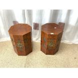 A PAIR OF ORIENTAL ROSE WOOD OCTAGONAL CABINETS, 34 X 47CMS