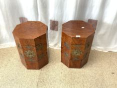 A PAIR OF ORIENTAL ROSE WOOD OCTAGONAL CABINETS, 34 X 47CMS