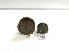 VICTORIAN BRASS FISHING REEL AND A VICTORIAN WOODEN REEL - CHARLES FEARLOW- LONDON