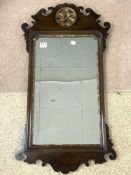 REGENCY MAHOGANY FRETWORK WALL MIRROR WITH ORIGINAL PLATE, 52 X 95CMS