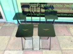 NEST OF FOUR ARTEX BUTLERETTE EBONISED FOLDING OCCASIONAL TABLE WITH GILT DECORATION