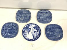 FOUR RORSTRAND - SWEDEN LIMITED EDITION COLLECTORS CHRISTMAS PLATES, 1976, 78, 79, 80, AND A