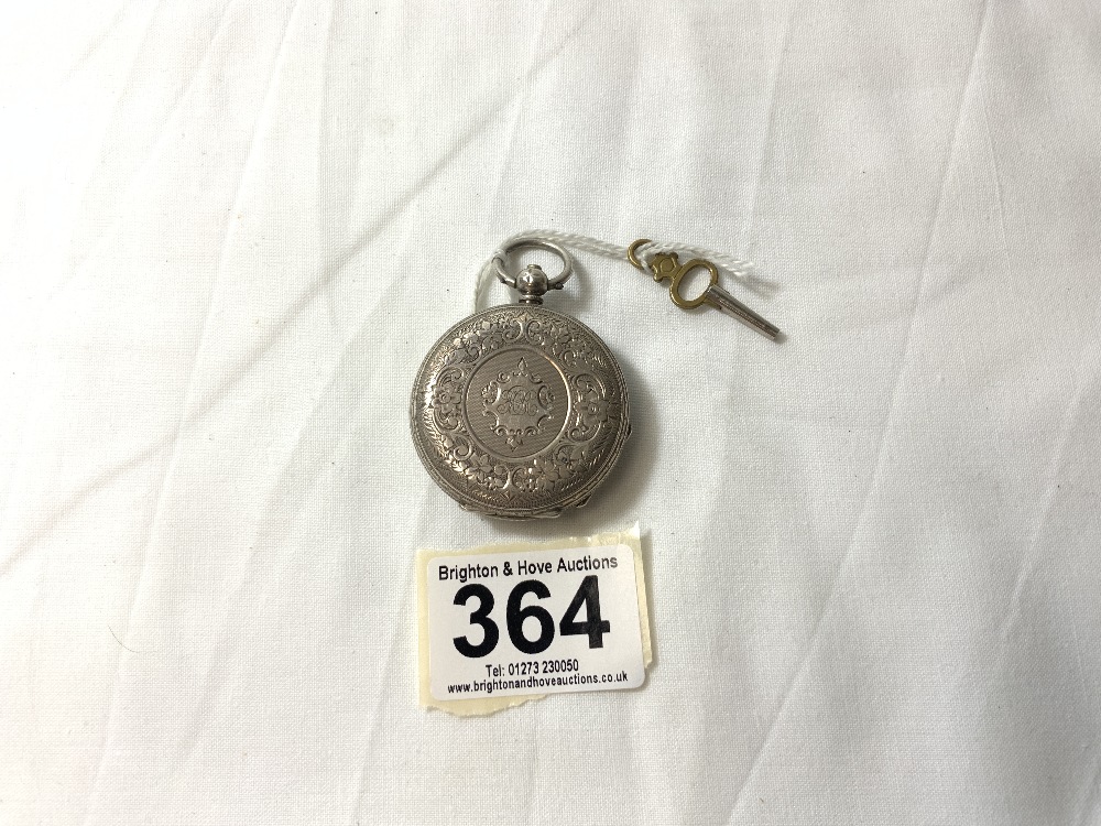 FINE SILVER LADIE'S POCKET WATCH WITH KEY - Image 3 of 5