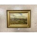 GOFF, OIL ON CANVAS HUNTING SCENE FRAMED, 62 X 47CMS