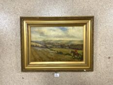GOFF, OIL ON CANVAS HUNTING SCENE FRAMED, 62 X 47CMS