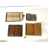 CROCODILE SKIN WALLET, TWO SNAKESKIN AND PIG SKIN WALLETS