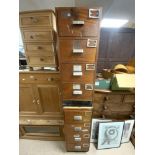 TWO 1950'S/60'S FOUR DRAWER FILING CHESTS WITH METAL HANDLES, 36 X 76 X 94CMS