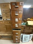 TWO 1950'S/60'S FOUR DRAWER FILING CHESTS WITH METAL HANDLES, 36 X 76 X 94CMS