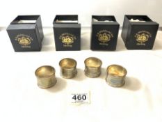 A SET OF FOUR HALLMARKED SILVER ENGRAVED NAPKIN RINGS, BIRMINGHAM 1972, MAKER H. C AND S, 72 GRAMS