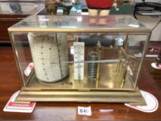 FRENCH BAROGRAPH MAKER - R F PARIS, IN A GLAZED GILT BRASS CASE, 38 X 18 X 35CMS