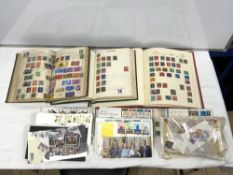 THREE STAMP ALBUMS WITH GREAT BRITAIN AND OTHER STAMPS AND QUANTITY FIRST DAY COVERS