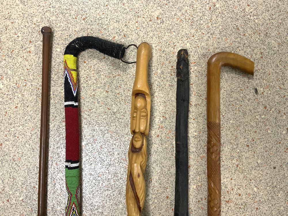 ETHNOGRAPHICAL STICKS WITH POSSIBLY MAORI CEREMONIAL WAR PADDLE - Image 2 of 3