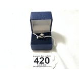 14K WHITE GOLD SOLITAIRE DIAMOND RING SIZE K,STAMPED 585