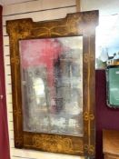 ITALIAN MARQUETRY INLAID WALL MIRROR, 90 X 130CMS