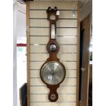 VICTORIAN MAHOGANY BANJO BAROMETER WITH SILVERED DIAL