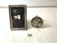 HALLMARKED SILVER PHOTO FRAME 16 X 11CMS BY BOOTS PURE DRUG CO 1916, WITH A CIRCULAR MINIATURE 8CM