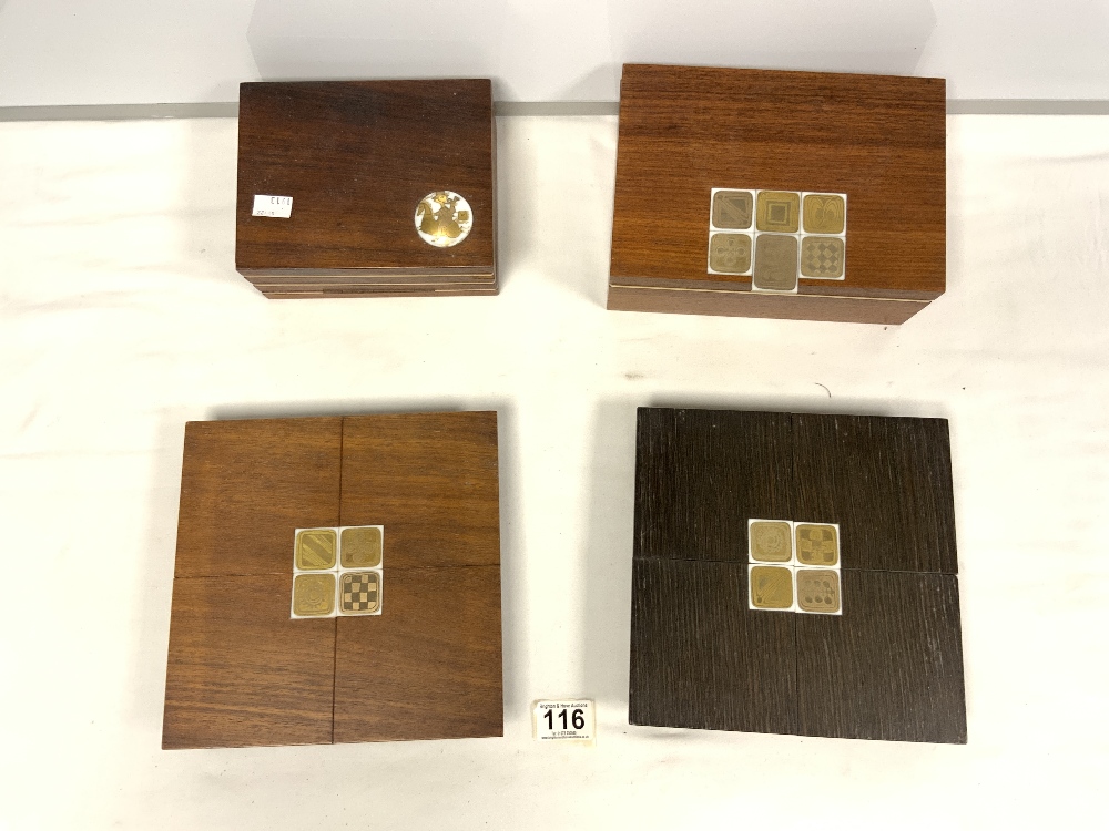 FOUR MID-CENTURY ROSENTHAL TRINKET BOXES MADE FROM OAK AND TEAK, ONE WITH A CIRCULAR PLAQUE BJORN - Image 2 of 7