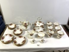 OLD COUNTRY ROSES - FORTY-TWO PIECE TEA SET, INCLUDES TEA POT AND CAKE STAND