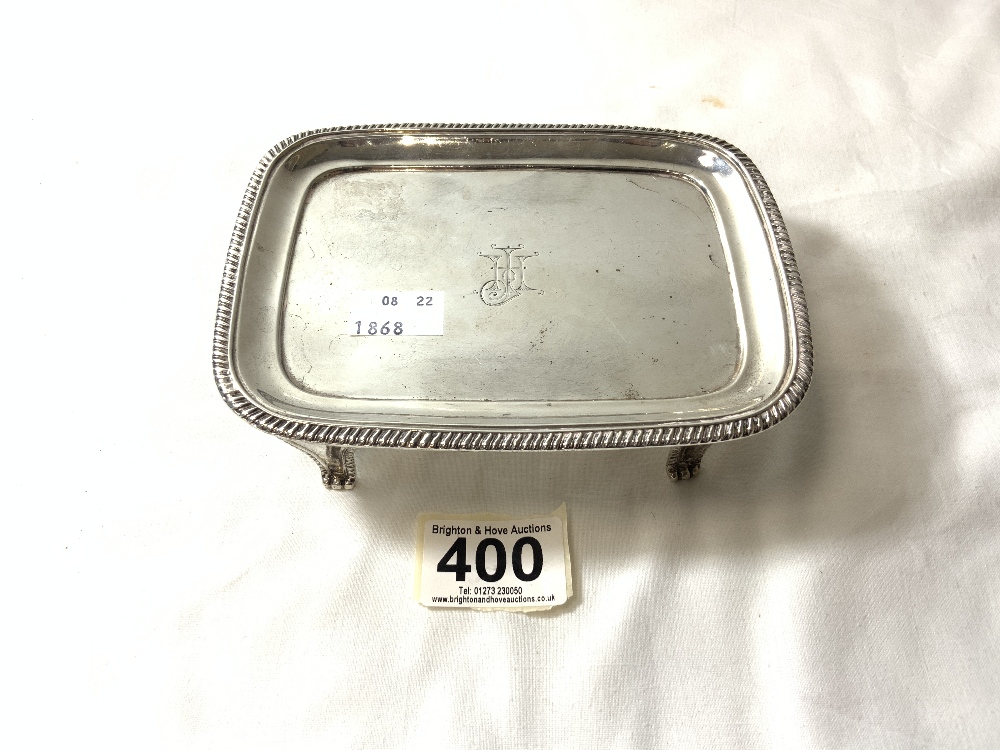 HALLMARKED SILVERED TRAY ON FEET, 16 X 12CMS, LONDON 1903,192 GRAMS - Image 3 of 5