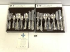TWO BOXED SEVEN PIECE PLACE SETS OF HALLMARKED SILVER CUTLERY, SHEFFIELD 2000, MAKER ARTHUR PRICE,