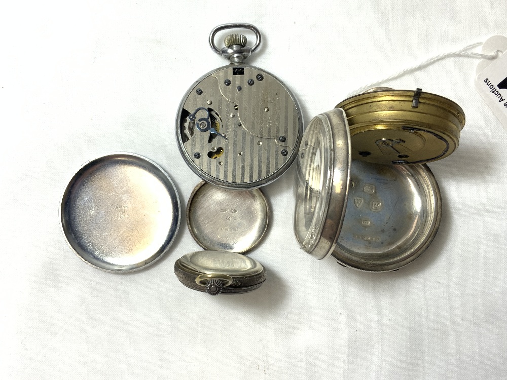HALLMARKED SILVER POCKET WATCH (KEMP BROS BRISTOL) WITH A 925 SILVER FOB WATCH AND AN INGERSOL - Image 3 of 10