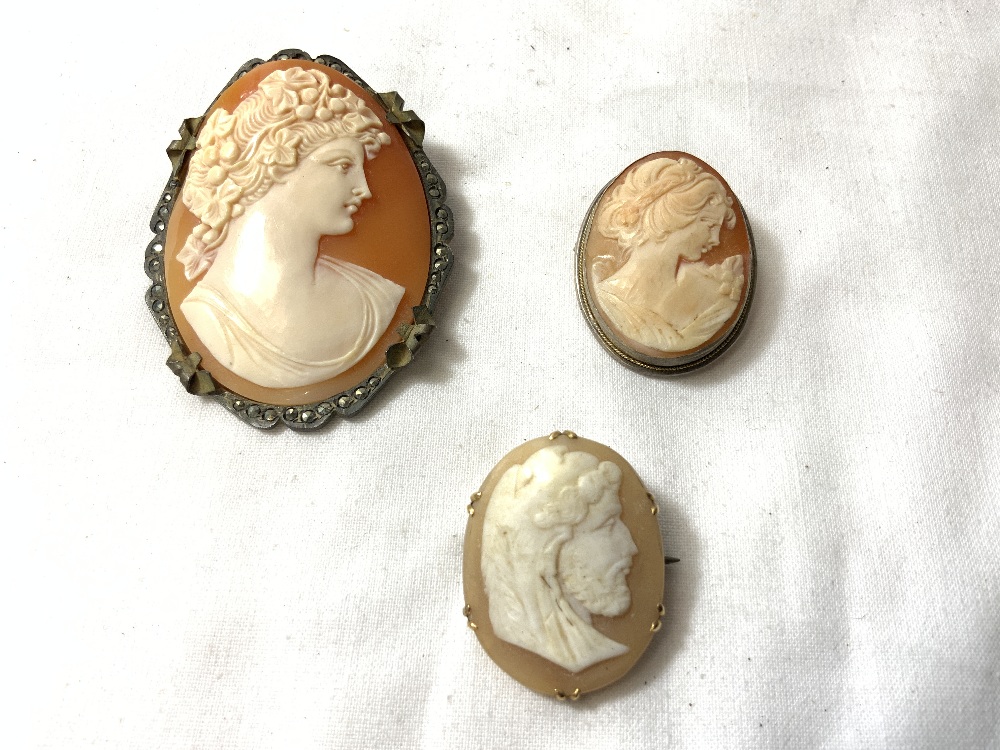 THREE VICTORIAN CAMEO'S, 9CT GOLD AND ONE SILVER WITH ONE OTHER - Image 2 of 5