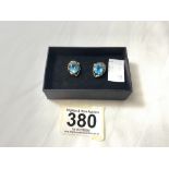 PAIR OF 14K GOLD EARRINGS WITH BLUE STONES