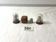 TWO HALLMARKED SILVER AND ONE 925 SILVER THIMBLE ALL CASED