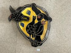 CORNEILLE 98' SIGNED ABSTRACT POTTERY PLAQUE, TITLE IS MULTIPLE A L'OISEAU, REFERENCE 220 IN THE