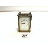 FRENCH BRASS CARRIAGE CLOCK, WITH ENAMEL DIAL (A/F)