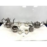 FOUR PIECE SILVER-PLATED TEA AND COFFEE SET AND A FOUR PIECE HOTEL PLATED TEA SET