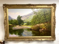 GILT FRAMED OIL - THE RIVER DERWENT LAKE DISTRICT - BY DAVID SMITH, 89 X 59CMS