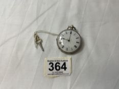 FINE SILVER LADIE'S POCKET WATCH WITH KEY