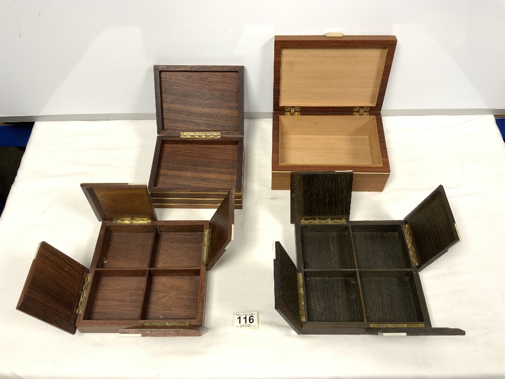 FOUR MID-CENTURY ROSENTHAL TRINKET BOXES MADE FROM OAK AND TEAK, ONE WITH A CIRCULAR PLAQUE BJORN - Image 3 of 7