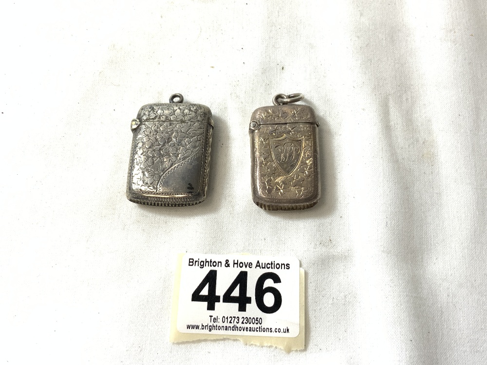 TWO SMALL HALLMARKED SILVER ENGRAVED VESTA'S, 25 GRAMS - Image 3 of 8