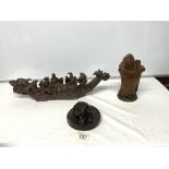 A CHINESE WOOD CARVING OF IMMORTAL WISEMEN, 22CMS, CHINESE CARVED WOODEN FIGURE, TALES OF EIGHT