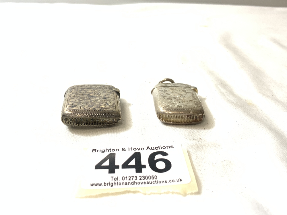 TWO SMALL HALLMARKED SILVER ENGRAVED VESTA'S, 25 GRAMS - Image 2 of 8