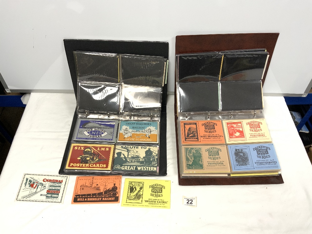 TWO ALBUMS - CONTAINING PACKET SETS OF RAILWAY COLLECTORS CARDS AND OTHER SUBJECTS