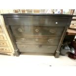 LATE 19TH CENTURY FRENCH MARBLE TOP COMMODE CHEST WITH EMPIRE COLUMN DETAILING, 123 X 60 X 102CMS