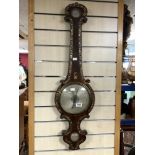 ROSEWOOD BANJO BAROMETER WITH MOTHER O PEARL INLAID DECORATION, MADE BY L. DEDLOW PENRITH