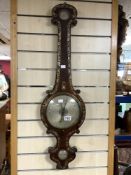 ROSEWOOD BANJO BAROMETER WITH MOTHER O PEARL INLAID DECORATION, MADE BY L. DEDLOW PENRITH
