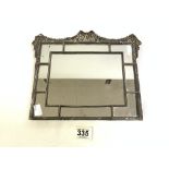 UNUSUAL HALLMARKED SILVER SECTIONAL VANITY MIRROR, WITH RIBBON AND SWAG DECORATION - BIRMINGHAM