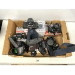 QUANTITY OF CAMERAS AND EQUIPMENT - INCLUDES, CANON EOS 10, CANON EOS 350 DIGITAL, A PENTAX ME