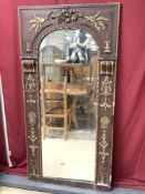 EMBOSSED GILT DECORATED ARCH TOP MIRROR, NEO CLASSICAL DESIGN, 78 X 156CMS