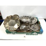 THREE SILVER-PLATED SWING HANDLE CAKE BASKETS, AND A QUANTITY OF MIXED PLATED ITEMS