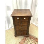 EDWARDIAN MAHOGANY PEDESTAL CHEST OF FOUR GRADUATING DRAWERS WITH CANTED CORNERS AND BRACKET FEET,